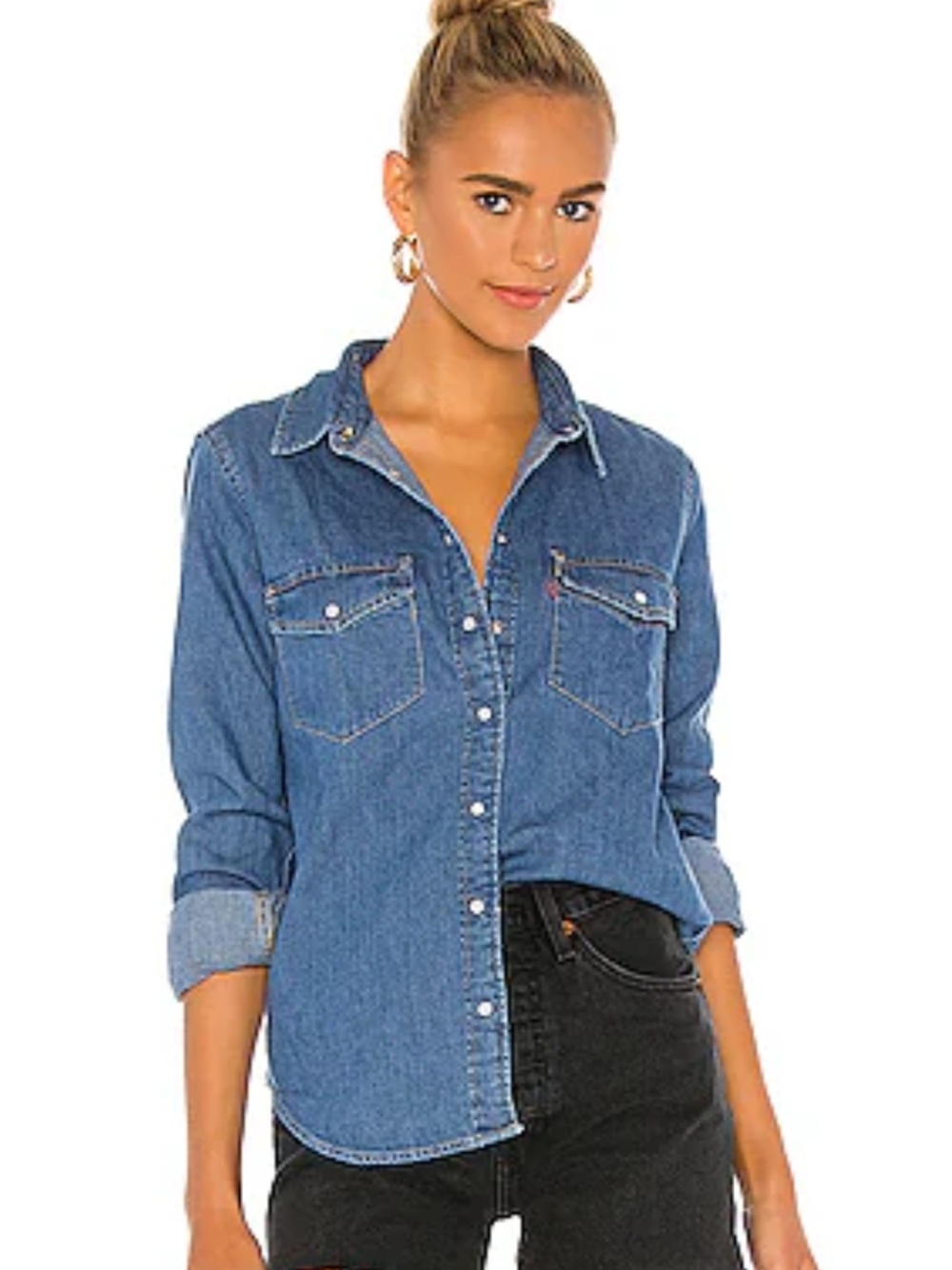 Levi's "Essential Western Top" in color "going steady" Denim Button-Down Shirt